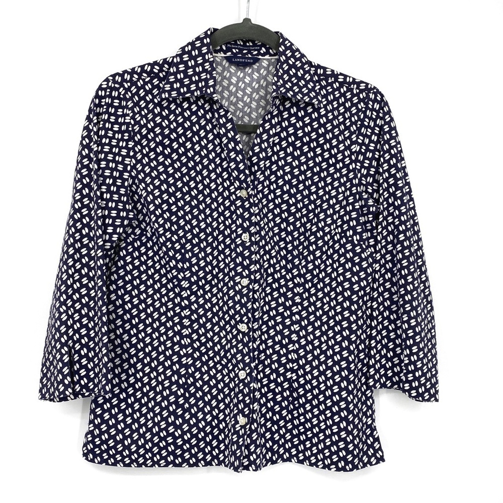 Land's End No Iron PinPoint Oxford Shirt Sz 4P